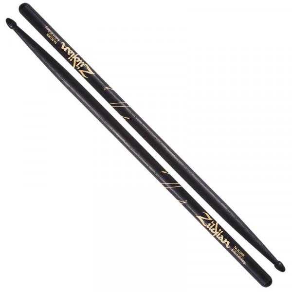 ZILDJIAN Z5AACB 5A ACORN TIP BLACK барабанные палочки с деревянным наконечником, форма наконечника Acorn, материал: орех