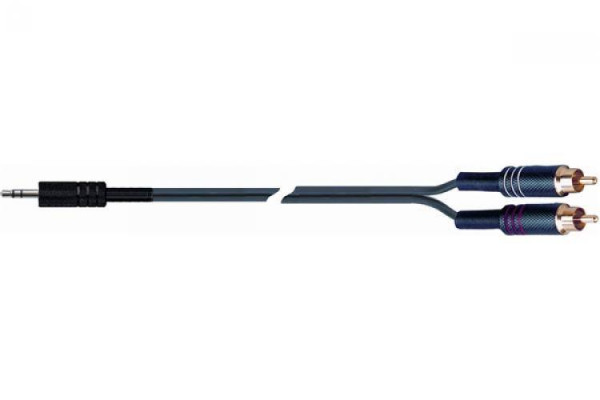 QUIK LOK STR612-1 BK компонентный кабель, разъёмы Stereo 3.5mm jack - 2 RCA, чёрный, 1 м