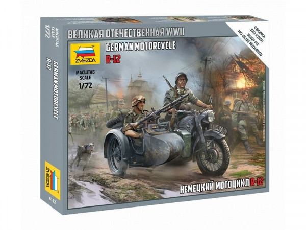 Сборные солдатики ZVEZDA Немецкий мотоцикл R-12, 1/72