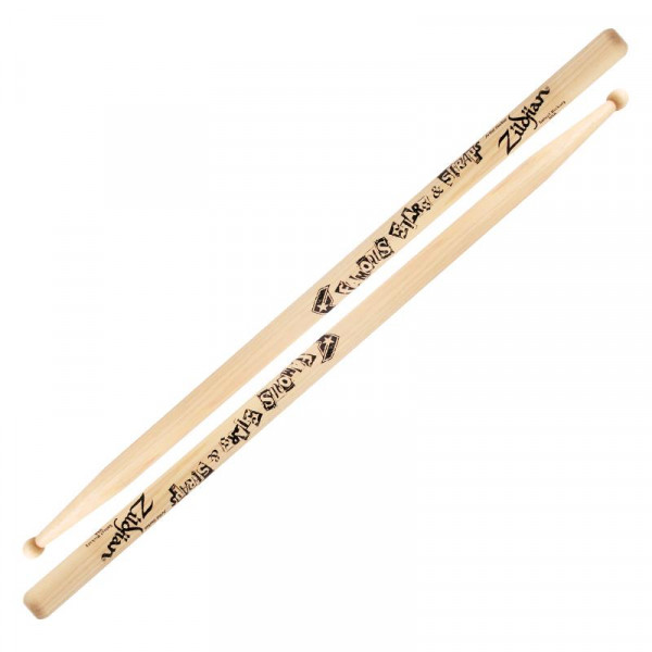 ZILDJIAN ZASTBF TRAVIS BARKER FAMOUS ARTIST SERIES барабанные палочки с деревянным наконечником, именные, материал: орех