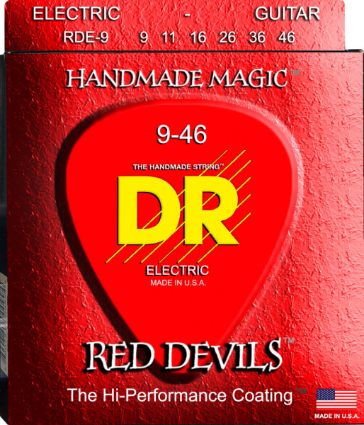 Струны для электрогитар DR RDE-9-46 RED DEVILS EXTRA-Life цветные
